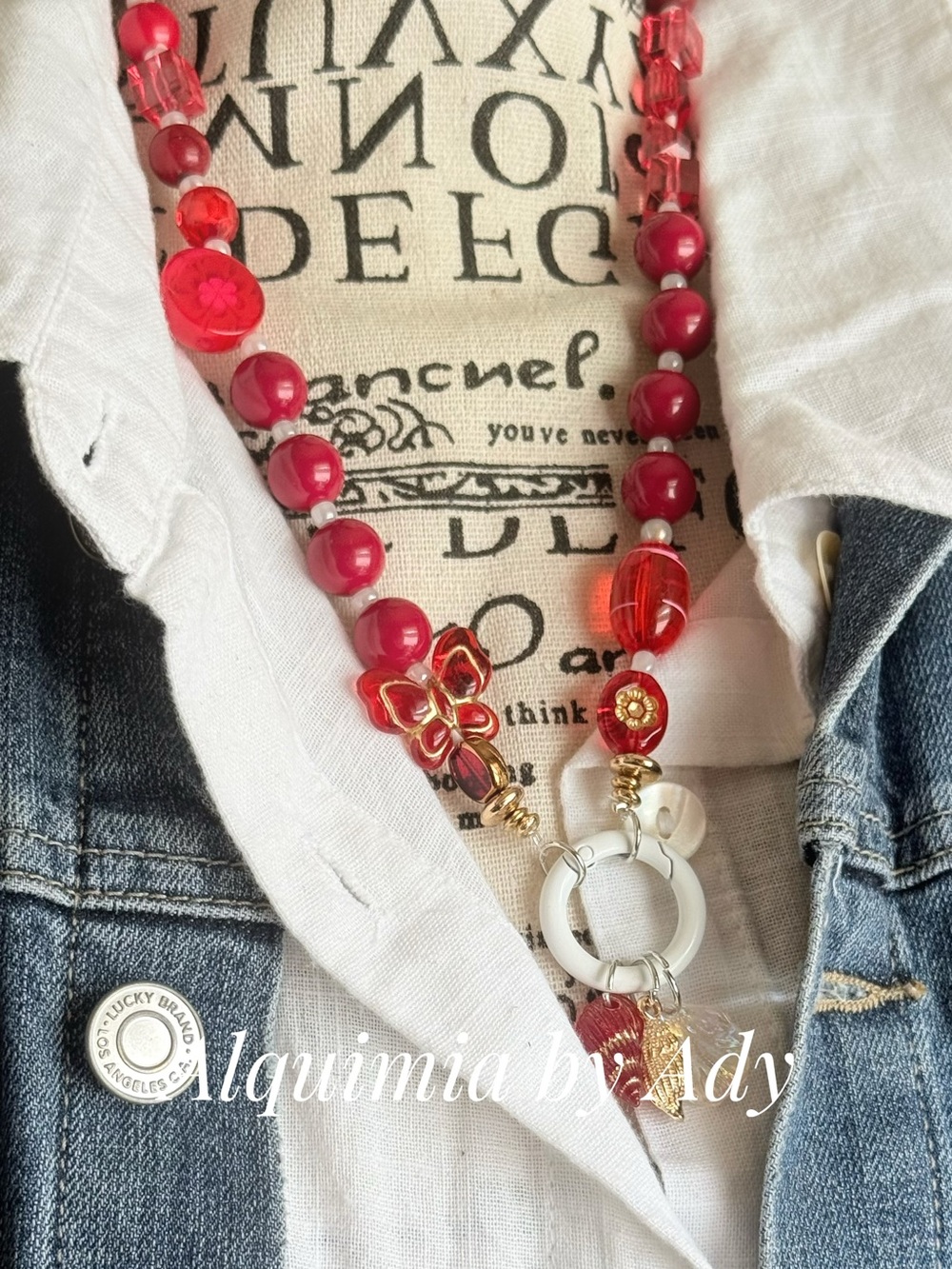 Summer Vacation Beaded Necklace - Turquoise, Red & Yellow - Picture 8 of 8